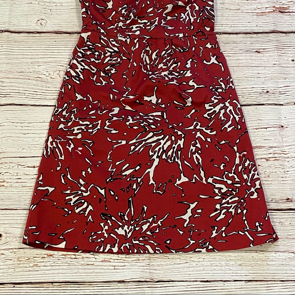 The Limited Abstract Floral Print Dark Red Strapless Dress Sz 0 - Picture 8 of 13
